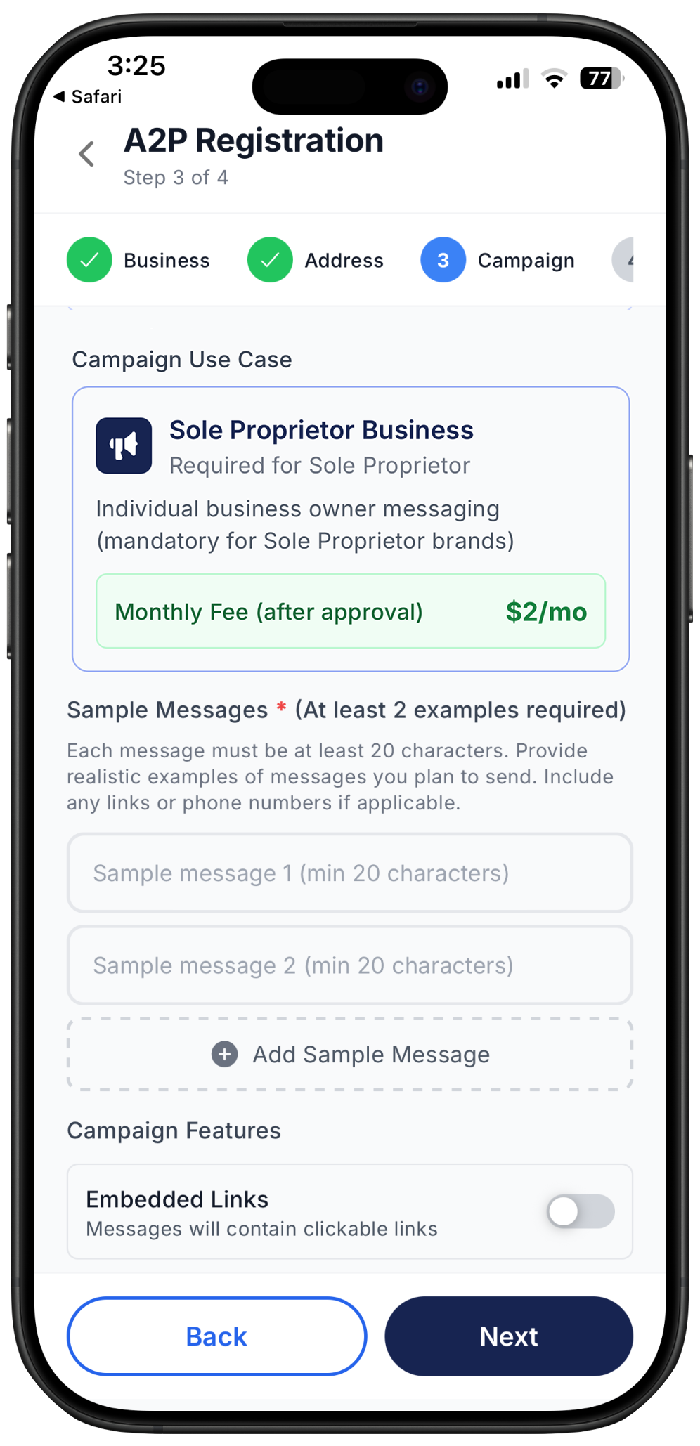 Campaign Use Case 10DLC registration on Ringo app