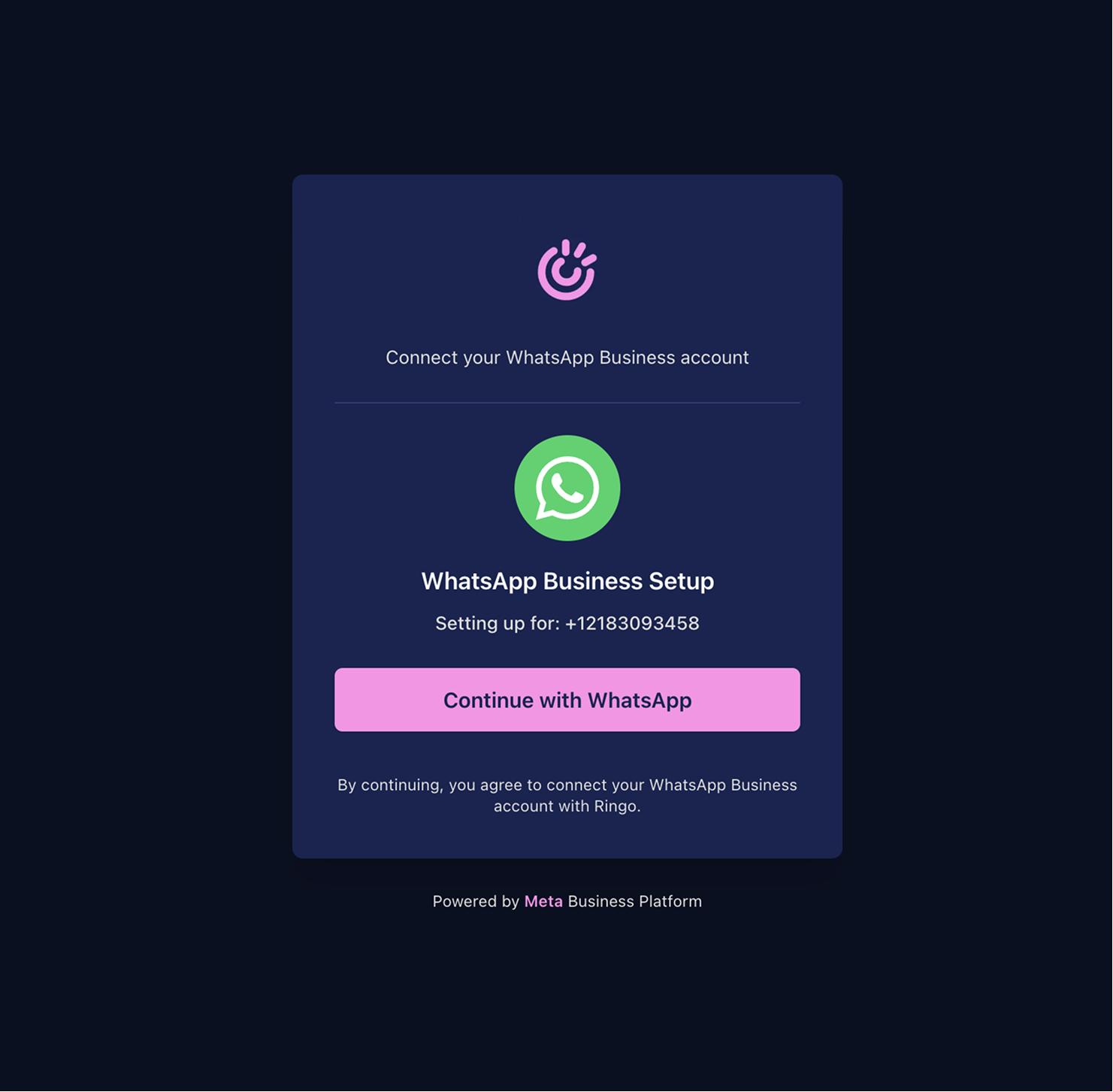 screenshot on how to start WhatsApp setup on desktop